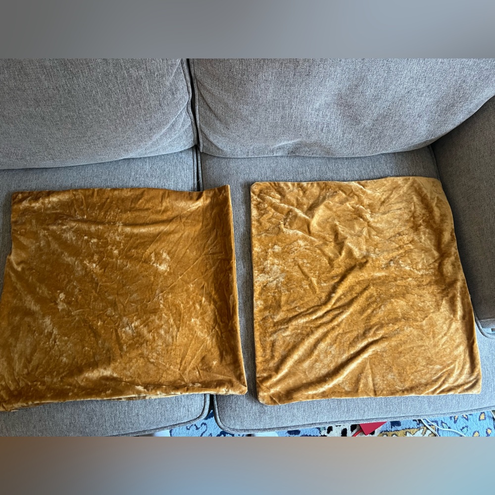 Dark gold crushed velvet 20x20 accent pillow covers